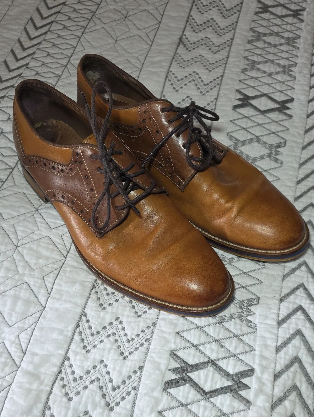 Johnston & Murphy Two-Tone Brown Leather Oxfords